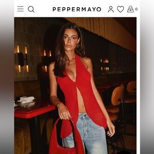 BNWT Red Sheer Halter Top